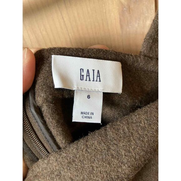 GAP X CULT GAIA Brown Wool Mini Dress w/ Gold Hardware, Size 6 - Picture 7 of 7